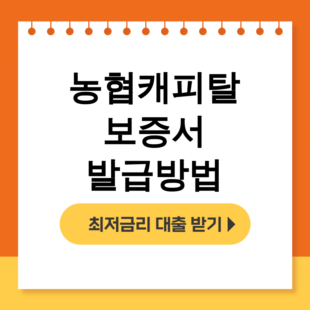 농협캐피탈 보증서 발급방법 NH신용대출 한방에 해결 완벽후기