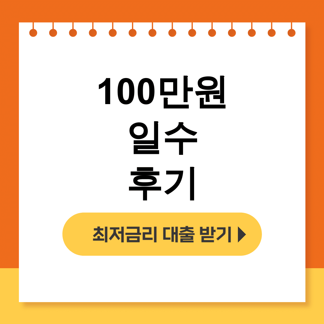 100만원 일수 후기 ㅣ 일수대출 경험담 & 실제 이자 총정리!